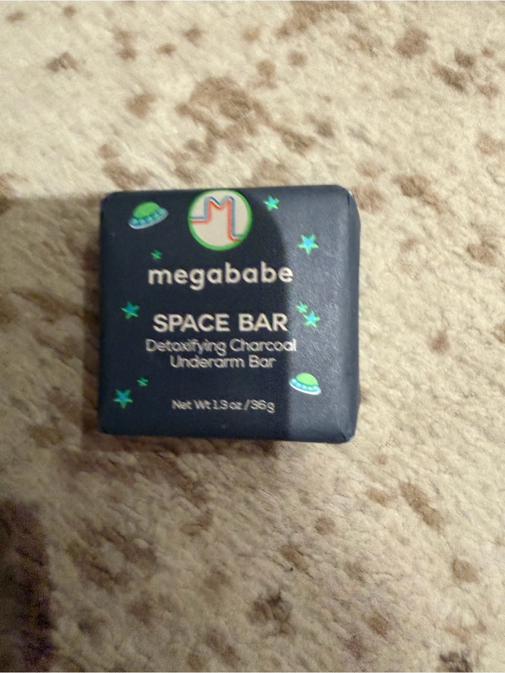 megababe Space Bar Detoxifying Charcoal Underarm Bar - Navy with Green Accents